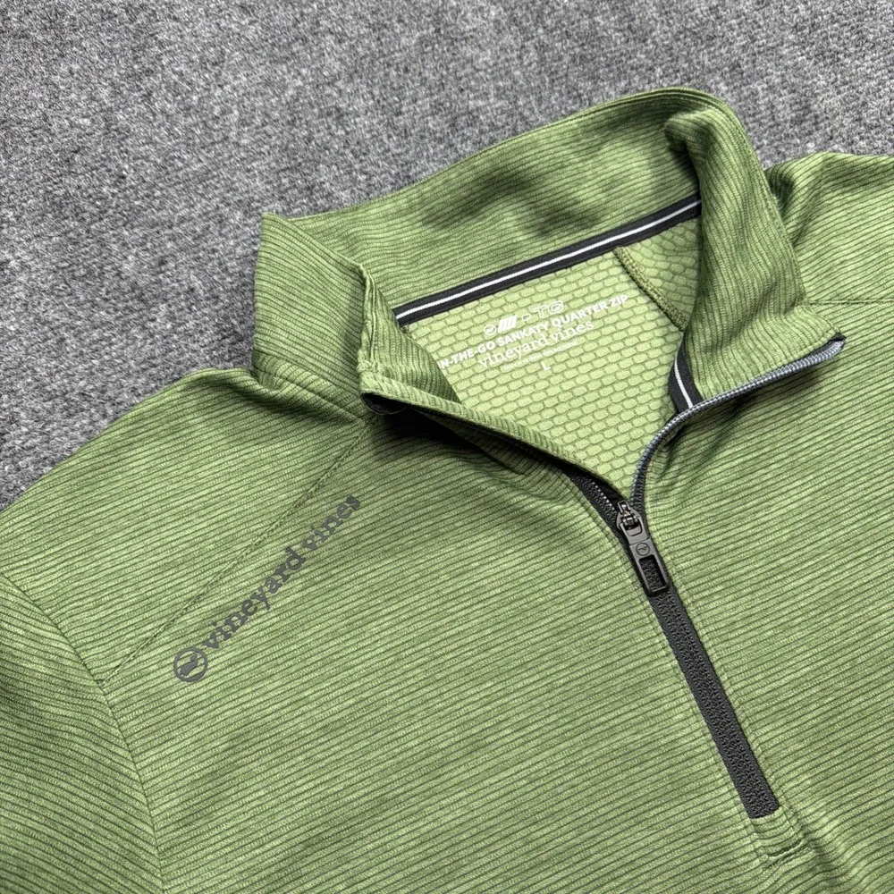 Vineyard Vines OTG SANKATY 1/4 Zip Pullover Mens L Green Performance Golf New!